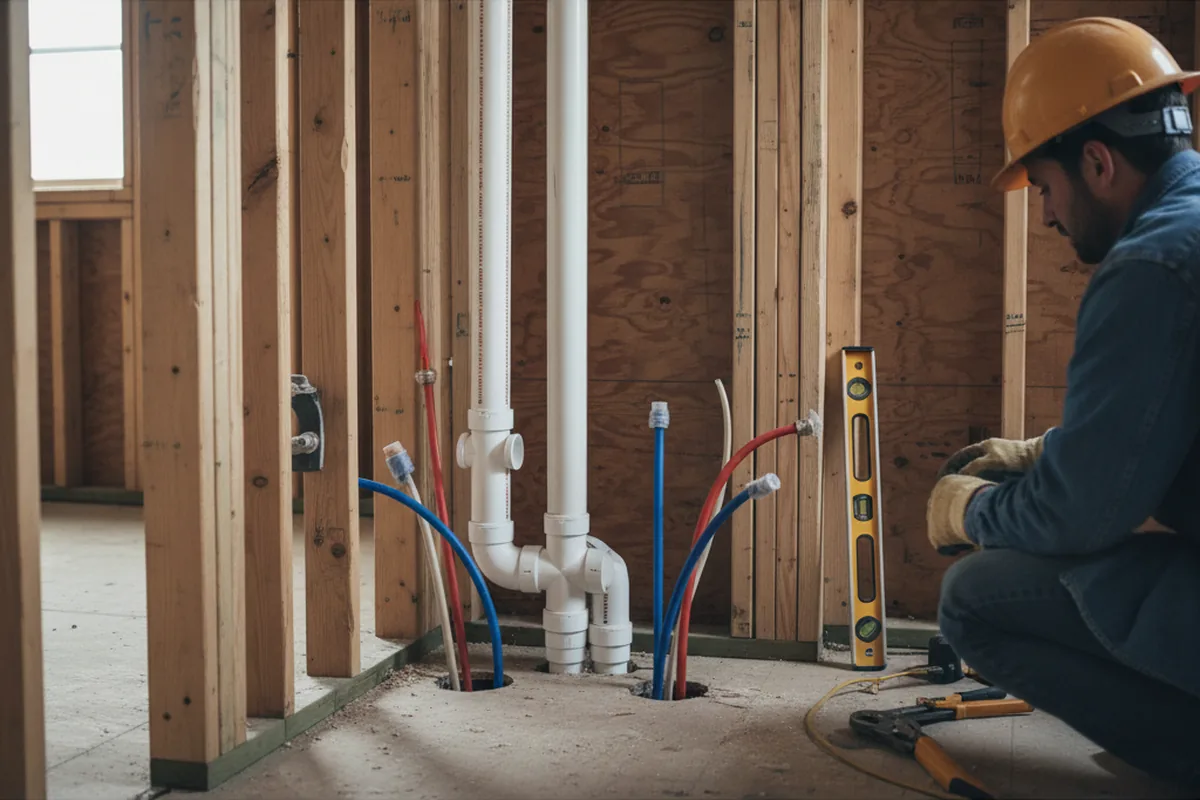 Drain and supply rough-in during Leak Detection in Canyon Lake