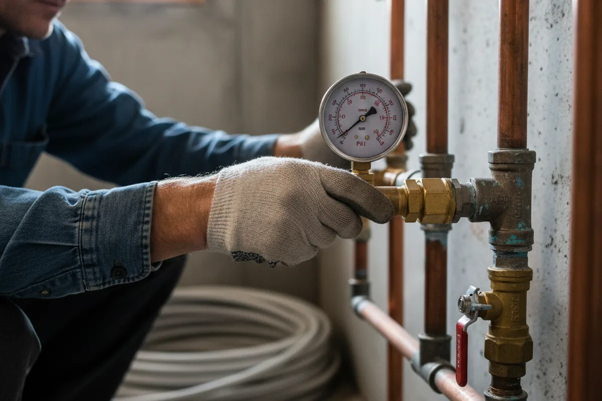 Pressure testing a repaired line during Water Line Repair in Canyon Lake